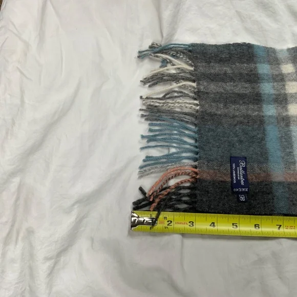 100% Lambswool Tartan Scarf Ballantrae Edinburgh Blue and Grey - Picture 7 of 8